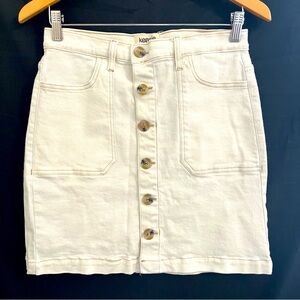 Kensie Jeans White Denim Skirt |‎ Size 4 / 27 | Vintage Luxe Button Front